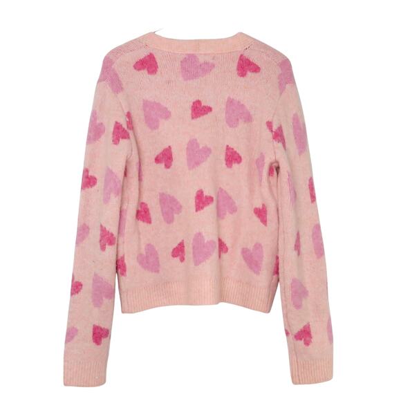 Cupcakes and Cashmere Pink Heart Fuzzy Knit Cardigan XS Valentine's Pastel Cute - Picture 2 of 5